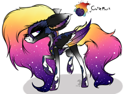 Size: 2497x1885 | Tagged: safe, artist:beamybutt, oc, oc only, pegasus, pony, ear fluff, ethereal mane, eyelashes, female, magical lesbian spawn, mare, offspring, parent:daybreaker, parent:nightmare moon, pegasus oc, raised hoof, simple background, smiling, solo, starry mane, starry wings, transparent background, wings