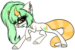Size: 2224x1492 | Tagged: safe, artist:beamybutt, oc, oc only, pony, colored hooves, ear fluff, eyelashes, female, horns, mare, raised hoof, simple background, solo, transparent background