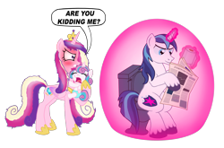 Size: 2934x1935 | Tagged: safe, alternate version, anonymous artist, princess cadance, princess flurry heart, shining armor, alicorn, pony, unicorn, g4, angry, bloodshot eyes, blushing, but why, crying, diaper, father and child, father and daughter, female, husband and wife, implied pooping, levitation, magic, male, mother and child, mother and daughter, newspaper, red eyes, red face, reddened eyes, simple background, sitting on toilet, telekinesis, this will end in divorce, toilet, toilet humor, toilet paper, toilet paper roll, transparent background, unshorn fetlocks