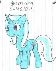 Size: 865x1098 | Tagged: safe, artist:cmara, trixie, pony, g4, cute, diatrixes, lined paper, solo, traditional art