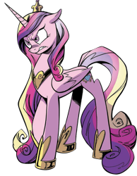 Size: 697x898 | Tagged: safe, artist:andy price, idw, princess cadance, alicorn, pony, g4, spoiler:comic, spoiler:comic102, angry, background removed, concave belly, crown, female, furrowed brow, gritted teeth, hoof shoes, horn, jewelry, long mane, long tail, mare, peytral, princess shoes, regalia, simple background, slender, solo, tail, teeth, thin, transparent background, vector, wings, wings down
