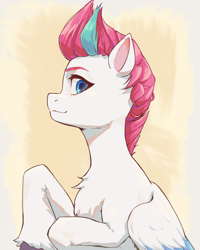 Size: 2560x3200 | Tagged: safe, artist:chopchopguy, part of a set, zipp storm, pegasus, pony, g5, my little pony: a new generation, chest fluff, colored eyebrows, female, high res, looking at you, looking back, looking back at you, mare, profile, smiling, solo, unshorn fetlocks, wings
