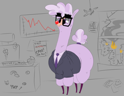 Size: 3000x2327 | Tagged: safe, artist:skunk bunk, oc, oc only, alpaca, business suit, clothes, cute, fire, glasses, high res, solo