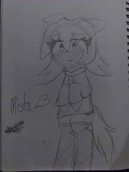 Size: 3120x4160 | Tagged: safe, artist:seylan, oc, oc only, oc:mista, pony, heart, monochrome, sketch, sketchbook, solo, traditional art