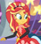 Size: 1457x1582 | Tagged: safe, screencap, sci-twi, sunset shimmer, twilight sparkle, equestria girls, equestria girls specials, g4, my little pony equestria girls: better together, my little pony equestria girls: rollercoaster of friendship, :|, alternate hairstyle, clothes, cropped, evening gloves, fingerless elbow gloves, fingerless gloves, gloves, long gloves, looking over shoulder, offscreen character, offscreen human, ponied up, sleeveless, solo, spiked headband, super ponied up, transparent skirt, wingtip