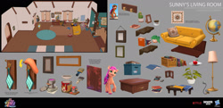 Size: 1920x928 | Tagged: safe, artist:debbie yeo, sunny starscout, earth pony, pony, g5, my little pony: a new generation, concept art, female, living room, mare, sunny's house