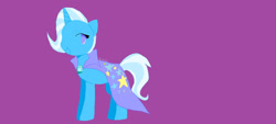 Size: 1280x581 | Tagged: safe, artist:llambbyy, trixie, pony, unicorn, g4, 1000 hours in ms paint, cape, clothes, simple background