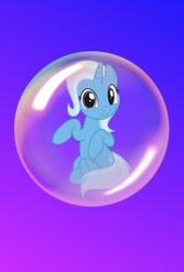 Size: 720x1062 | Tagged: safe, artist:carlosuriel13, trixie, pony, unicorn, g4, bubble, female, gradient background, in bubble, looking at you, mare, solo