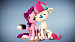 Size: 3840x2160 | Tagged: safe, artist:psfmer, pipp petals, zipp storm, pegasus, pony, g5, my little pony: a new generation, 3d, adorapipp, adorazipp, cute, download at source, duo, duo female, female, high res, mare, phone, royal sisters (g5), siblings, sisters, sitting, smiling, source filmmaker, unshorn fetlocks