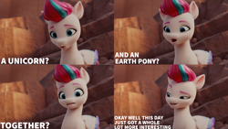 Size: 1280x720 | Tagged: safe, edit, edited screencap, editor:quoterific, screencap, zipp storm, pegasus, pony, g5, my little pony: a new generation, spoiler:g5, spoiler:my little pony: a new generation, female, mare, open mouth, open smile, smiling, solo