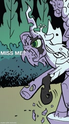 Size: 716x1276 | Tagged: safe, artist:andypriceart, edit, edited edit, idw, cozy glow, queen chrysalis, changeling, changeling queen, g4, spoiler:comic, spoiler:comic102, cropped, female, his last vow, james moriarty, legion of doom statue, mematic, sherlock, what if
