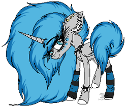 Size: 275x235 | Tagged: safe, artist:beamybutt, oc, oc only, oc:moonbeam, alicorn, pony, alicorn oc, chains, clothes, ear fluff, ear piercing, eyelashes, female, horn, leg warmers, mare, piercing, pixel art, signature, simple background, smiling, solo, spiked wristband, transparent background, wings, wristband