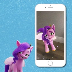 Size: 1080x1080 | Tagged: safe, pipp petals, pegasus, pony, g5, augmented reality, filter, iphone, irl, looking at you, phone, photo