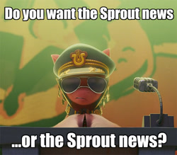 Size: 614x538 | Tagged: safe, edit, edited screencap, screencap, sprout cloverleaf, g5, my little pony: a new generation, caption, cropped, emperor sprout, hat, image macro, male, microphone, stallion, text, the dictator