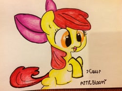 Size: 1024x765 | Tagged: safe, artist:afalloutcass, apple bloom, earth pony, pony, g4, female, filly, solo, traditional art