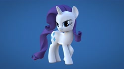 Size: 3840x2160 | Tagged: safe, artist:wissle, rarity, pony, unicorn, g4, 3d, blender, female, happy, high res, lidded eyes, looking at you, mare, model:creatorofpony, one leg raised, simple background, smiling, solo