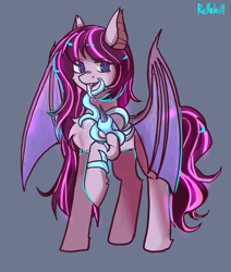 Size: 1770x2090 | Tagged: source needed, safe, artist:rellakill, oc, oc:dormant elusive, bat pony, bat pony oc, chest fluff, simple background, spread wings, tentacles, wings