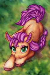 Size: 1333x2000 | Tagged: safe, artist:eltaile, sunny starscout, earth pony, pony, g5, my little pony: a new generation, cloven hooves, cute, female, grass, looking at you, mare, smiling, solo, sunnybetes