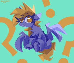 Size: 2906x2500 | Tagged: safe, artist:nekosnicker, derpy hooves, pegasus, pony, g4, abstract background, chest fluff, eye clipping through hair, eyebrows, eyebrows visible through hair, female, high res, question mark, sitting, solo, spread wings, wings