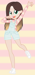 Size: 1108x2360 | Tagged: safe, artist:cindystarlight, oc, oc only, oc:cindy, equestria girls, g4, clothes, overalls, shirt, solo