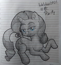 Size: 3120x3298 | Tagged: safe, artist:iceflower99, rarity, pony, unicorn, g4, high res, inktober, inktober 2021, lined paper, traditional art