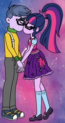 Size: 512x966 | Tagged: safe, artist:autumnwindxx, micro chips, sci-twi, twilight sparkle, equestria girls, g4, converse, female, kissing, male, microlight, sci-twi outfits, shipping, shoes, straight