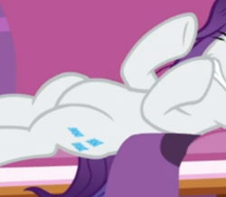 Size: 734x639 | Tagged: safe, screencap, rarity, pony, unicorn, dragon dropped, g4, belly, cropped, fainting couch, lying down, pictures of bellies, solo