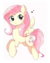 Size: 1200x1517 | Tagged: safe, artist:ginmaruxx, fluttershy, pegasus, pony, g4, blushing, chest fluff, cute, daaaaaaaaaaaw, female, heart, looking at you, mare, shyabetes, solo, spread wings, three quarter view, wings