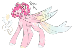 Size: 1222x892 | Tagged: safe, artist:yuumirou, pinkie pie, pegasus, pony, g4, pegasus pinkie pie, race swap, simple background, solo, tail, tail feathers, transparent background