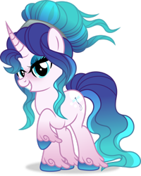 Size: 1600x2004 | Tagged: safe, artist:kojibiose, oc, oc only, oc:azure jewel, pony, unicorn, g4, curved horn, eyeshadow, female, horn, magical lesbian spawn, makeup, mare, offspring, parent:mistmane, parent:rarity, simple background, solo, transparent background