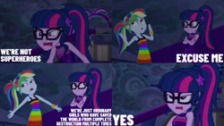 Size: 1280x720 | Tagged: safe, edit, edited screencap, editor:quoterific, screencap, rainbow dash, sci-twi, twilight sparkle, equestria girls, equestria girls specials, g4, my little pony equestria girls: better together, my little pony equestria girls: spring breakdown, angry, bare shoulders, cruise outfit, female, geode of telekinesis, glasses, hairpin, magical geodes, night, open mouth, ponytail, ragelight sparkle, sci-twi is not amused, sleeveless, twilight sparkle is not amused, unamused, yacht