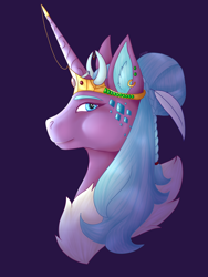 Size: 1500x2000 | Tagged: safe, artist:a-touch-of-magic, idw, radiant hope, pony, unicorn, g4, bust, crown, ear piercing, earring, female, horn, horn ring, jewelry, piercing, portrait, profile, regalia, ring, solo