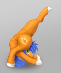 Size: 2346x2828 | Tagged: safe, alternate version, artist:pepperoach, oc, oc only, oc:fire light, earth pony, pony, backbend, contortion, contortionist, female, flexible, headsit pose, high res