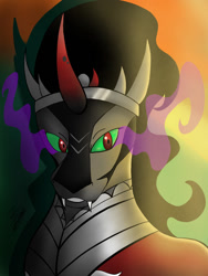 Size: 768x1024 | Tagged: safe, artist:amandascxd, king sombra, pony, unicorn, g4, bust, dark magic, magic, male, portrait, solo, stallion