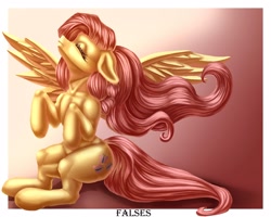 Size: 2500x2000 | Tagged: safe, artist:falses, fluttershy, pegasus, pony, g4, adorasexy, butt, cute, digital art, eyes closed, female, flutterbutt, high res, legs, mare, plot, sexy, shading, simple background, solo, spread wings, thighs, wind, wings