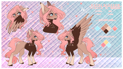 Size: 3990x2230 | Tagged: safe, artist:honeybbear, oc, oc only, oc:hazel blossom, pegasus, pony, colored wings, female, high res, mare, reference sheet, solo, two toned wings, wings