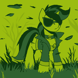 Size: 700x700 | Tagged: safe, artist:brainiac, oc, oc only, oc:blackjack, pony, unicorn, fallout equestria, fallout equestria: project horizons, collar, fanfic art, female, gameboy aesthetic, limited palette, mare, pixel art, solo