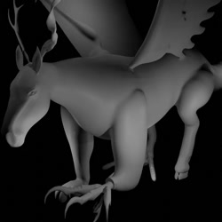 Size: 1080x1080 | Tagged: safe, artist:headhuntercrafts, discord, draconequus, horse, g4, 3d, 3d model, black background, blender, claws, creature, elf ears, horn, prints, simple background, wings