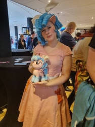 Size: 1536x2048 | Tagged: safe, cozy glow, human, g4, clothes, convention:ponycon holland, cosplay, costume, irl, irl human, photo, plushie, ponycon holland