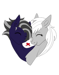 Size: 4000x5100 | Tagged: safe, oc, pony, cute, duo, duo female, ear fluff, eyes closed, female, love, mare, multicolored hair, smiling