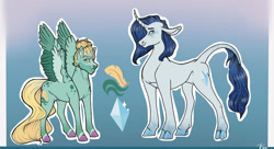 Size: 1280x695 | Tagged: safe, artist:sodafalls, rarity, zephyr breeze, pony, g4, alternate design, colored wings, multicolored wings, wings