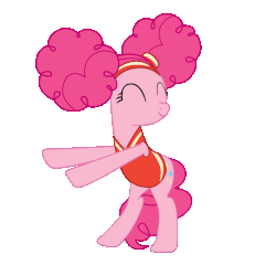 Size: 240x240 | Tagged: safe, pinkie pie, earth pony, pony, buckball season, g4, afro puffs, alternate hairstyle, animated, bipedal, gif, loop, pinktails pie, simple background, transparent background