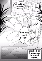 Size: 1398x2048 | Tagged: safe, artist:lazycloud, oc, oc only, earth pony, pony, comic, monochrome, solo