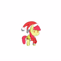 Size: 3300x3300 | Tagged: safe, artist:iceflare0714, apple bloom, earth pony, pony, g4, >:3, christmas outfit, female, filly, high res, padoru, solo