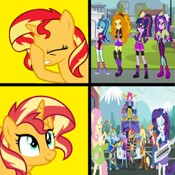 Size: 1298x1298 | Tagged: safe, artist:bigpurplemuppet99, adagio dazzle, applejack, aria blaze, fluttershy, pinkie pie, rainbow dash, rarity, sci-twi, sonata dusk, sunset shimmer, twilight sparkle, eqg summertime shorts, equestria girls, g4, get the show on the road, approval, converse, disapproval, hotline bling, humane five, humane seven, humane six, meme, shoes, sonic rainboom, the dazzlings, the rainbooms