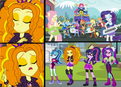 Size: 1784x1284 | Tagged: safe, artist:bigpurplemuppet99, adagio dazzle, applejack, aria blaze, big macintosh, fluttershy, pinkie pie, rainbow dash, rarity, sci-twi, sonata dusk, sunset shimmer, twilight sparkle, equestria girls, equestria girls series, g4, get the show on the road, my little pony equestria girls: summertime shorts, sunset's backstage pass!, spoiler:eqg series (season 2), antagonist, approval, converse, disapproval, drama, evil, hotline bling, humane five, humane seven, humane six, meme, shoes, the dazzlings, the rainbooms, villains of equestria