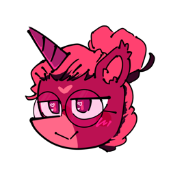 Size: 768x768 | Tagged: safe, artist:metaruscarlet, oc, oc only, oc:venus red heart, pony, unicorn, female, glasses, heart, heart eyes, mare, markings, simple background, smug, solo, transparent background, wingding eyes