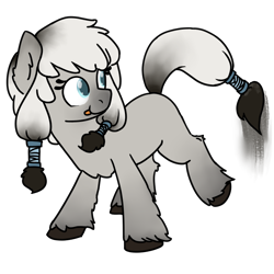 Size: 700x700 | Tagged: safe, artist:alexi148, oc, oc only, oc:arctic ink, pony, yakutian horse, female, filly, simple background, solo, tongue out, transparent background, unshorn fetlocks