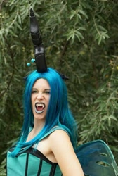 Size: 725x1079 | Tagged: safe, artist:chiado33, queen chrysalis, human, czequestria, g4, clothes, cosplay, costume, fangs, irl, irl human, photo, sleeveless