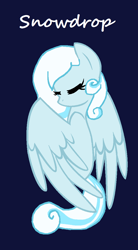 Size: 632x1144 | Tagged: safe, artist:lucky-em, oc, oc only, oc:snowdrop, pegasus, pony, base used, dark background, eyelashes, eyes closed, female, mare, pegasus oc, png, solo, wings